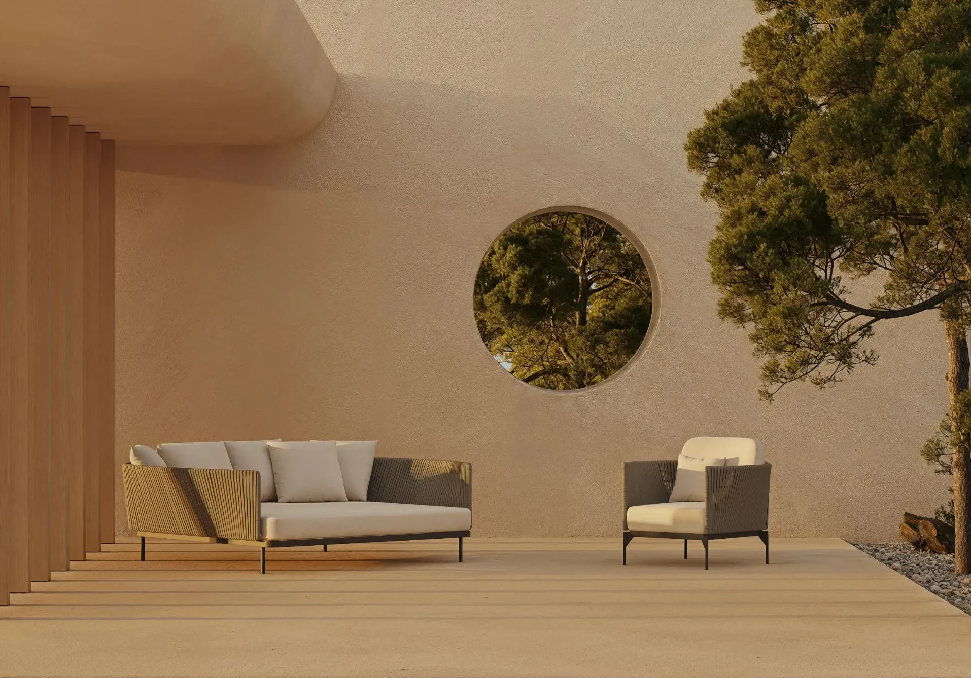 Luxury outdoor furniture in a vibrant natural setting